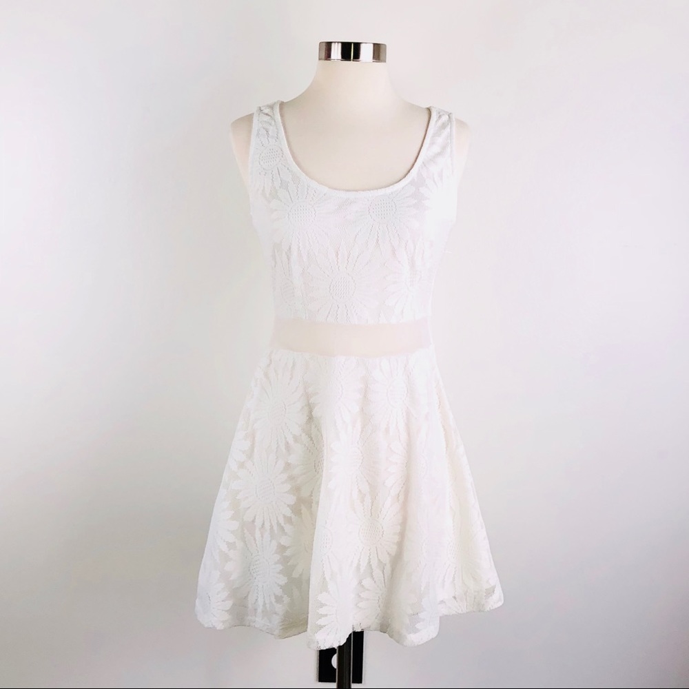 HeartSoul White Sunflower Print Dress